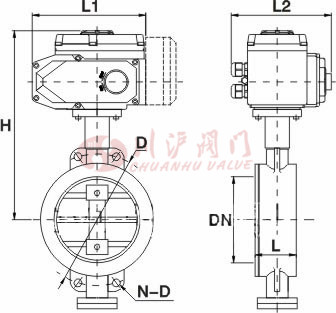 D971X、D973H電動對夾蝶閥結構圖