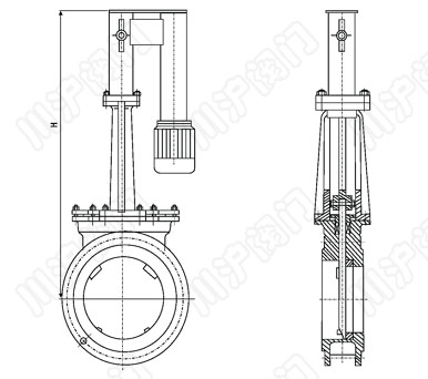 PZ273X、PZ273F、PZ273H、PZ273Y_電液動刀型閘閥結構圖